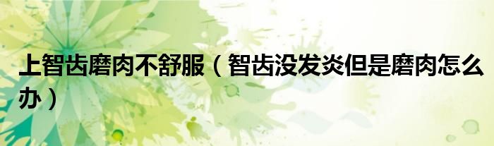 上智齒磨肉不舒服（智齒沒發(fā)炎但是磨肉怎么辦）