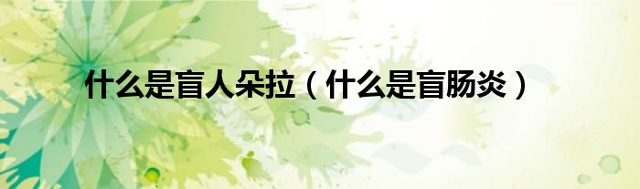 什么是盲人朵拉（什么是盲腸炎）
