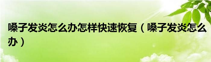嗓子發(fā)炎怎么辦怎樣快速恢復(fù)(嗓子發(fā)炎怎么辦)