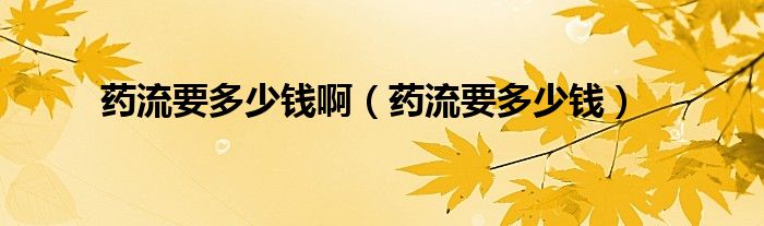 藥流要多少錢(qián)?。ㄋ幜饕嗌馘X(qián)）