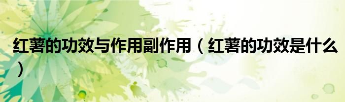 紅薯的功效與作用副作用(紅薯的功效是什么)