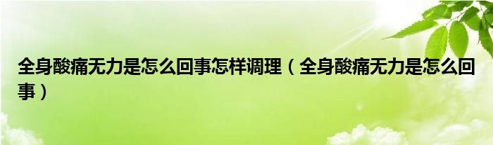 全身酸痛無(wú)力是怎么回事怎樣調(diào)理(全身酸痛無(wú)力是怎么回事)