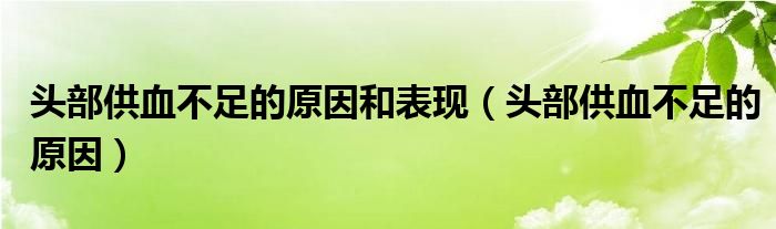 頭部供血不足的原因和表現(xiàn)（頭部供血不足的原因）