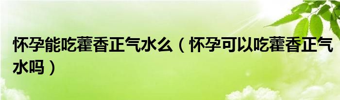 懷孕能吃藿香正氣水么（懷孕可以吃藿香正氣水嗎）