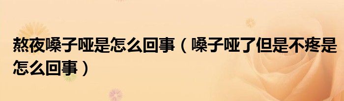 熬夜嗓子啞是怎么回事（嗓子啞了但是不疼是怎么回事）