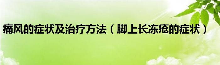 痛風(fēng)的癥狀及治療方法（腳上長(zhǎng)凍瘡的癥狀）