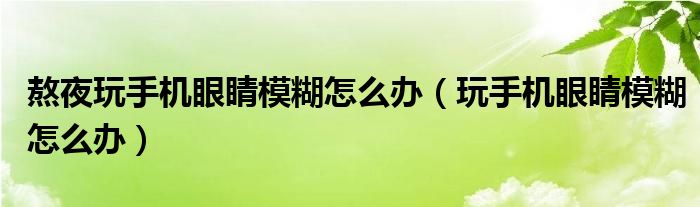 熬夜玩手機(jī)眼睛模糊怎么辦（玩手機(jī)眼睛模糊怎么辦）