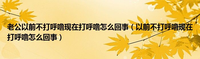 老公以前不打呼?，F(xiàn)在打呼嚕怎么回事（以前不打呼?，F(xiàn)在打呼嚕怎么回事）