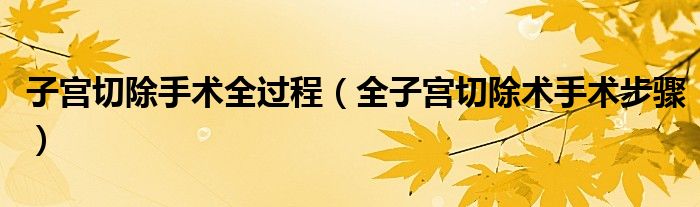 子宮切除手術全過程（全子宮切除術手術步驟）