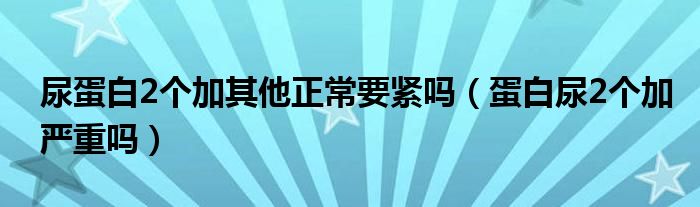 尿蛋白2個加其他正常要緊嗎（蛋白尿2個加嚴重嗎）