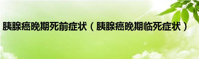 胰腺癌晚期死前癥狀（胰腺癌晚期臨死癥狀）