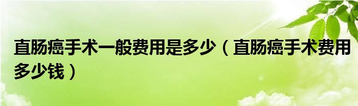 直腸癌手術(shù)一般費(fèi)用是多少（直腸癌手術(shù)費(fèi)用多少錢）