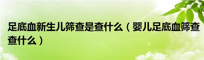 足底血新生兒篩查是查什么（嬰兒足底血篩查查什么）