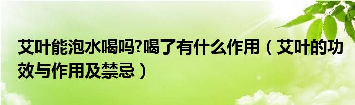 艾葉能泡水喝嗎?喝了有什么作用（艾葉的功效與作用及禁忌）