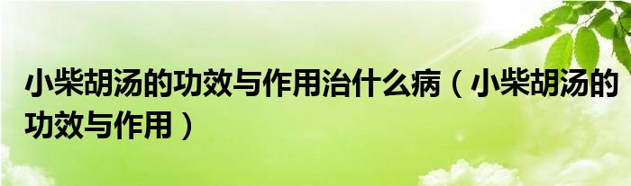 小柴胡湯的功效與作用治什么?。ㄐ〔窈鷾墓πc作用）