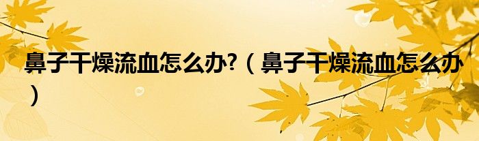 鼻子干燥流血怎么辦?（鼻子干燥流血怎么辦）