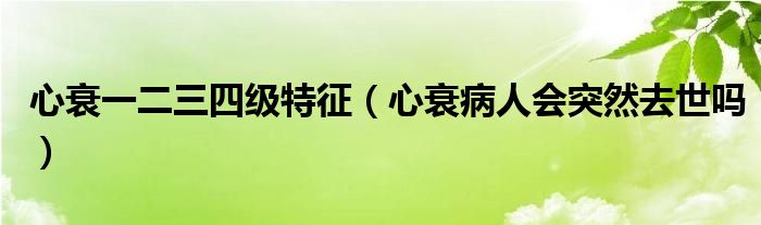 心衰一二三四級特征（心衰病人會突然去世嗎）