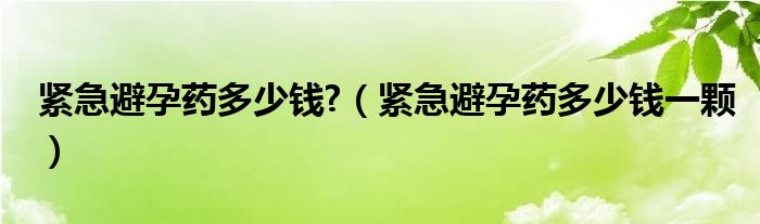 緊急避孕藥多少錢?（緊急避孕藥多少錢一顆）