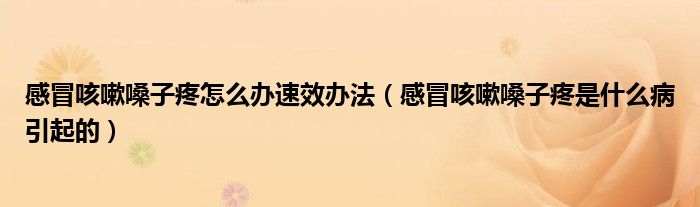 感冒咳嗽嗓子疼怎么辦速效辦法（感冒咳嗽嗓子疼是什么病引起的）