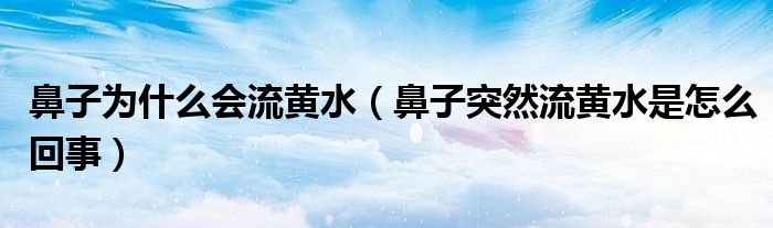 鼻子為什么會流黃水（鼻子突然流黃水是怎么回事）