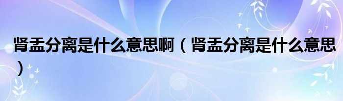 腎盂分離是什么意思?。I盂分離是什么意思）