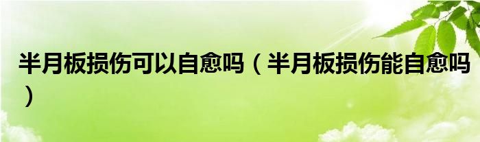 半月板損傷可以自愈嗎（半月板損傷能自愈嗎）