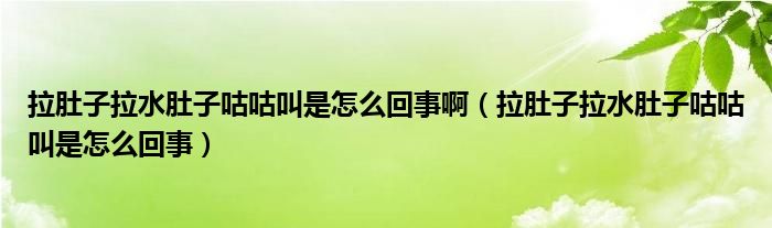 拉肚子拉水肚子咕咕叫是怎么回事?。ɡ亲永亲庸竟窘惺窃趺椿厥拢? /></span>
		<span id=