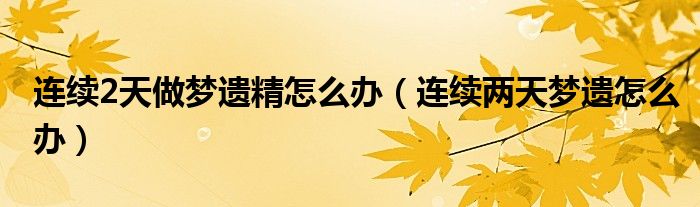 連續(xù)2天做夢(mèng)遺精怎么辦（連續(xù)兩天夢(mèng)遺怎么辦）