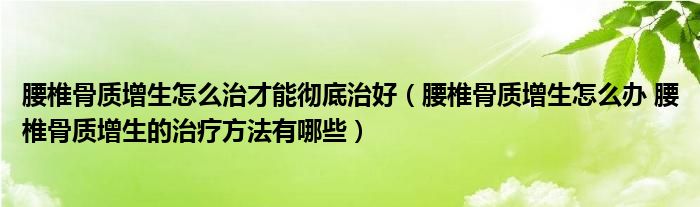 腰椎骨質(zhì)增生怎么治才能徹底治好（腰椎骨質(zhì)增生怎么辦 腰椎骨質(zhì)增生的治療方法有哪些）