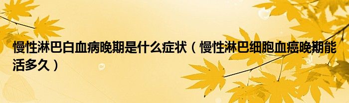 慢性淋巴白血病晚期是什么癥狀（慢性淋巴細胞血癌晚期能活多久）