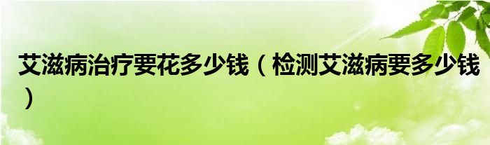 艾滋病治療要花多少錢（檢測艾滋病要多少錢）