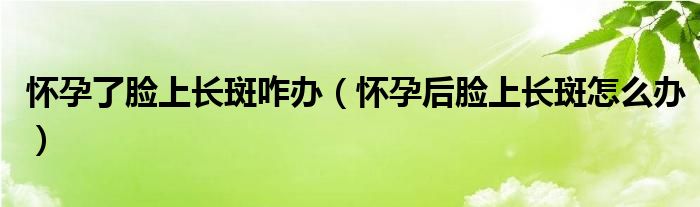 懷孕了臉上長(zhǎng)斑咋辦（懷孕后臉上長(zhǎng)斑怎么辦）