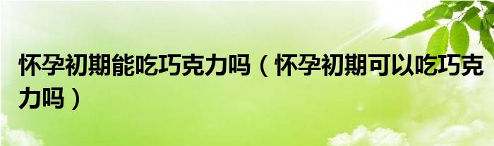 懷孕初期能吃巧克力嗎（懷孕初期可以吃巧克力嗎）