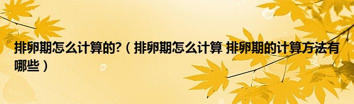 排卵期怎么計算的?（排卵期怎么計算 排卵期的計算方法有哪些）