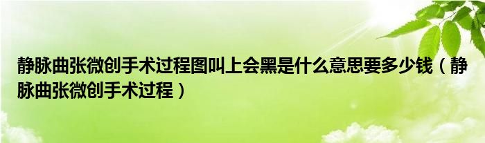 靜脈曲張微創(chuàng)手術(shù)過(guò)程圖叫上會(huì)黑是什么意思要多少錢（靜脈曲張微創(chuàng)手術(shù)過(guò)程）