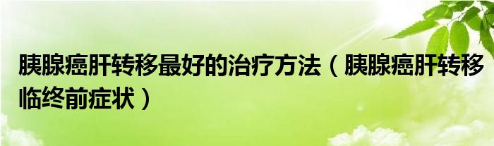 胰腺癌肝轉(zhuǎn)移最好的治療方法（胰腺癌肝轉(zhuǎn)移臨終前癥狀）