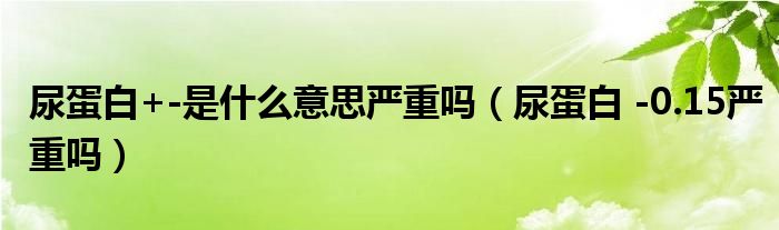 尿蛋白+-是什么意思嚴(yán)重嗎（尿蛋白 -0.15嚴(yán)重嗎）