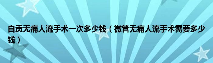 自貢無(wú)痛人流手術(shù)一次多少錢（微管無(wú)痛人流手術(shù)需要多少錢）