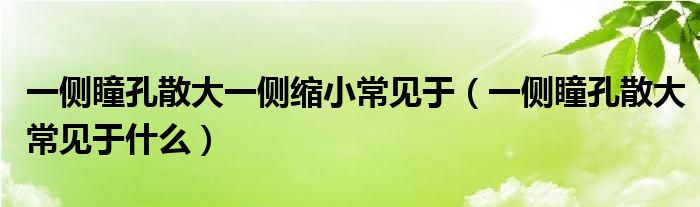 一側(cè)瞳孔散大一側(cè)縮小常見于（一側(cè)瞳孔散大常見于什么）