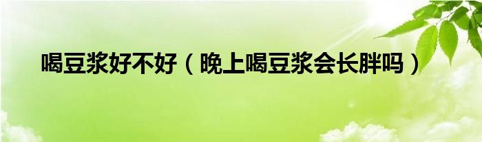 喝豆?jié){好不好（晚上喝豆?jié){會(huì)長(zhǎng)胖嗎）