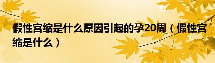 假性宮縮是什么原因引起的孕20周（假性宮縮是什么）