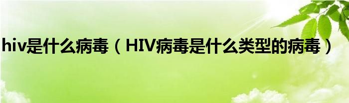 hiv是什么病毒（HIV病毒是什么類(lèi)型的病毒）