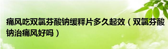 痛風吃雙氯芬酸鈉緩釋片多久起效（雙氯芬酸鈉治痛風好嗎）