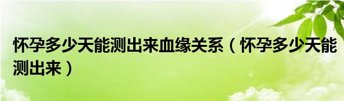 懷孕多少天能測出來血緣關系（懷孕多少天能測出來）