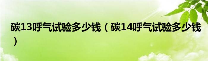 碳13呼氣試驗(yàn)多少錢（碳14呼氣試驗(yàn)多少錢）