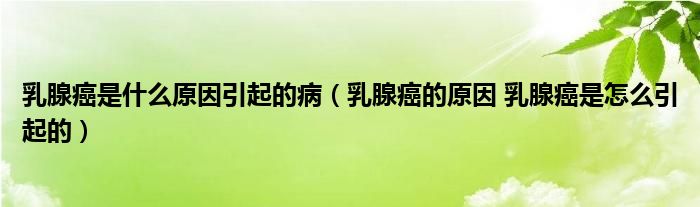 乳腺癌是什么原因引起的病（乳腺癌的原因 乳腺癌是怎么引起的）