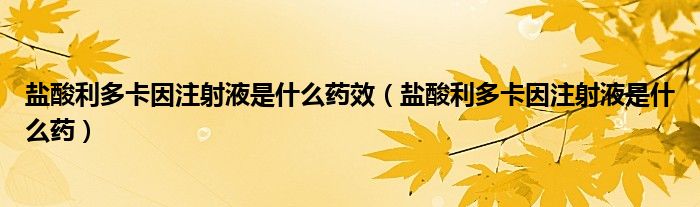 鹽酸利多卡因注射液是什么藥效（鹽酸利多卡因注射液是什么藥）