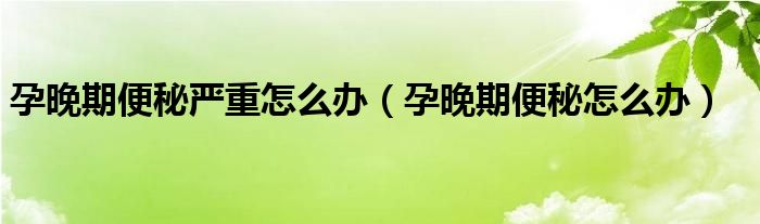 孕晚期便秘嚴(yán)重怎么辦（孕晚期便秘怎么辦）