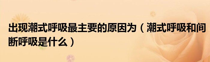 出現(xiàn)潮式呼吸最主要的原因?yàn)椋ǔ笔胶粑烷g斷呼吸是什么）