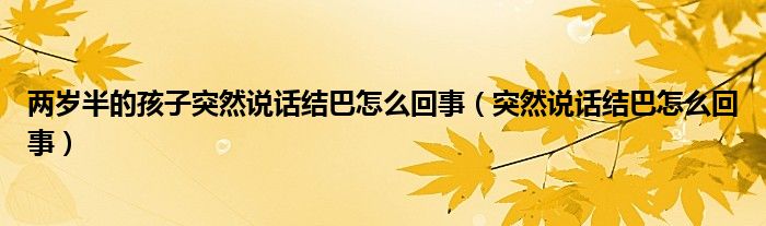 兩歲半的孩子突然說(shuō)話結(jié)巴怎么回事（突然說(shuō)話結(jié)巴怎么回事）